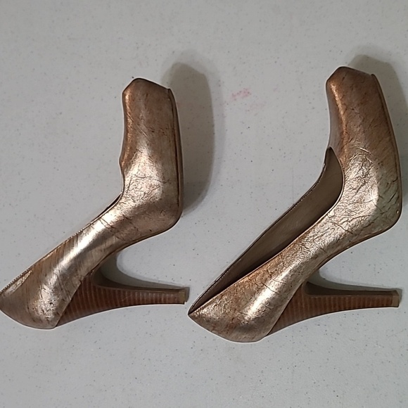 BCBGENERATION Women's Holmy Gold & Brown Marbled-Look Heels Size 7.5 - Picture 5 of 14